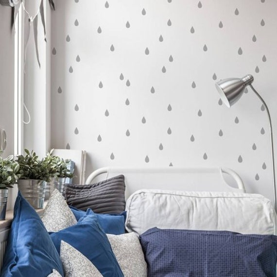 Little Raindrops Allover Stencil - Quick & Easy Diy Wall Art Better Cheaper Than Wallpaper - image 1