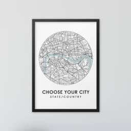 Custom City Map Print - Personalised Poster Of Any Location Minimalist Home Decor Wall Art - thumbnail 1