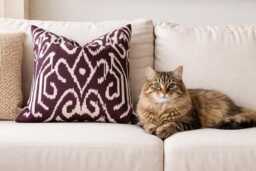Handwoven Silk Ikat Pillow Cover - 20x20 Gift For New Home - thumbnail 1