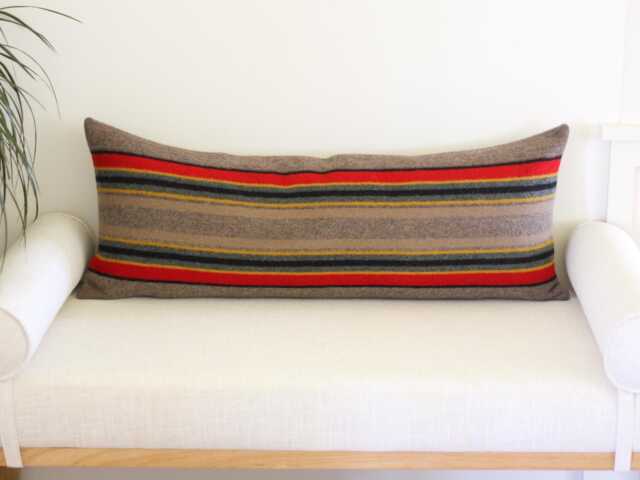 Yakima Camp Blanket Wool Long Lumbar Pillow Cover in Mineral Umber, Stripe - Made To Order - image 1