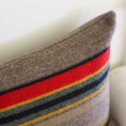 Yakima Camp Blanket Wool Long Lumbar Pillow Cover in Mineral Umber, Stripe - Made To Order - thumbnail 2