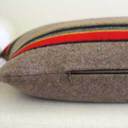 Yakima Camp Blanket Wool Long Lumbar Pillow Cover in Mineral Umber, Stripe - Made To Order - thumbnail 3