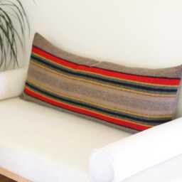 14x36 Yakima Camp Blanket Wool Long Lumbar Pillow Cover in Mineral Umber, Stripe - Ready To Ship - thumbnail 4