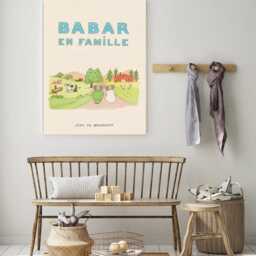Babar The Elephant Nursery Wall Art, Retro Kids, Kids Room Genre Neutral Baby Illustration Art Print - thumbnail 2