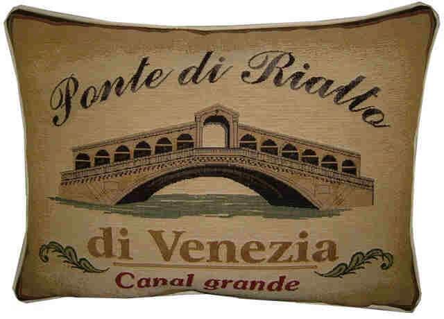 Ponte Di Rialto Venezia Canal Grande Oblong Tapestry Cushion Pillow Cover - image 1