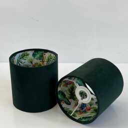 Handmade Midnight Blue Velvet & Tropical Parrot Lampshade Double Sided Pattern Lamp Shade Pendant Shade - Made To Order - thumbnail 4