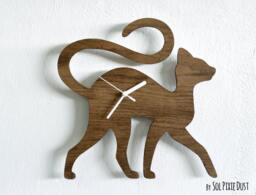 Cat Walking - Wooden Wall Clock - thumbnail 1
