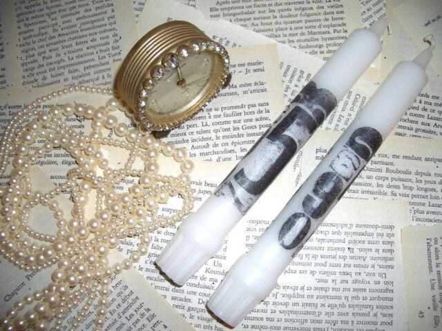 Pair Of White Number Candles - Stamped With Numbers, 5, 8, Modern Trendy - image 1