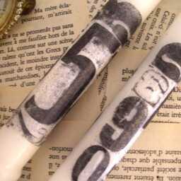 Pair Of White Number Candles - Stamped With Numbers, 5, 8, Modern Trendy - thumbnail 3