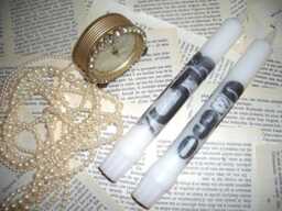 Pair Of White Number Candles - Stamped With Numbers, 5, 8, Modern Trendy - thumbnail 1