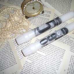 Pair Of White Number Candles - Stamped With Numbers, 5, 8, Modern Trendy - thumbnail 4