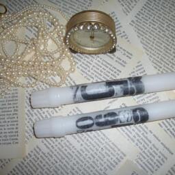 Pair Of White Number Candles - Stamped With Numbers, 5, 8, Modern Trendy - thumbnail 2