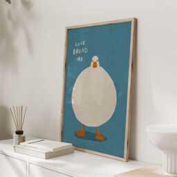 Duck Wall Art Print, Funny Kitchen Poster, Cute Minimal Illustration, Blue Decor, Typography Food Pun Print - thumbnail 3