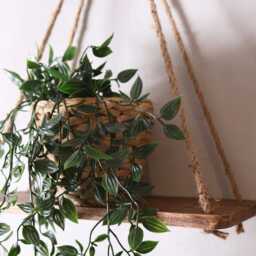 2 Pcs - Rustic Hanging Rope Shelves Handmade For Outdoor Patio & Garden, Living Room Decor - thumbnail 2