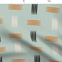 Mod Curtain Panel - Retro Vintage Style Mint Rust White Lines Custom Mid Century Modern Teal Blue By Chickoteria - thumbnail 4