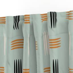 Mod Curtain Panel - Retro Vintage Style Mint Rust White Lines Custom Mid Century Modern Teal Blue By Chickoteria - thumbnail 3