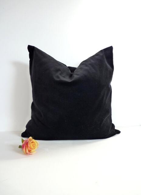Black Velvet Pillow Case, Heavy Cotton Luxe Boho Cushion Cover - image 1