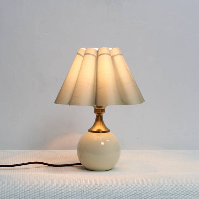 Handmade Scallop Aquamarine Fabric Table Lamp - Ceramic Base - image 1