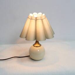 Handmade Scallop Aquamarine Fabric Table Lamp - Ceramic Base - thumbnail 4