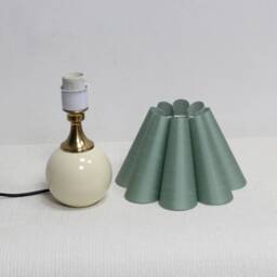 Handmade Scallop Aquamarine Fabric Table Lamp - Ceramic Base - thumbnail 3