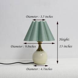 Handmade Scallop Aquamarine Fabric Table Lamp - Ceramic Base - thumbnail 2