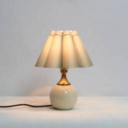 Handmade Scallop Aquamarine Fabric Table Lamp - Ceramic Base - thumbnail 1