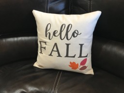 Hello Fall Throw Pillow Hand-Painted Autumn Decor - thumbnail 1