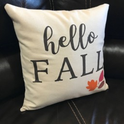 Hello Fall Throw Pillow Hand-Painted Autumn Decor - thumbnail 2