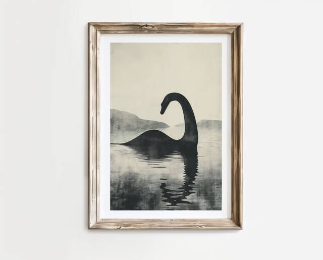 Nessie From Loch Ness Mid Century Modern Poster Print Scottish Themed Travel Vintage Inspired Wall Art Monster Highlands - image 1
