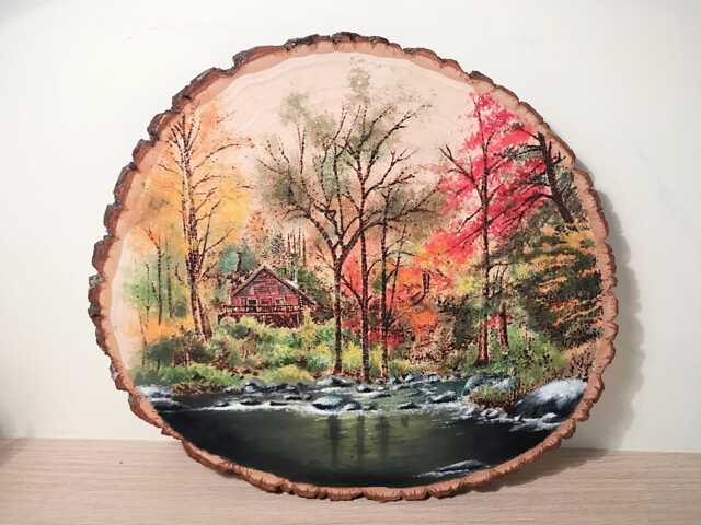 Handburned Custom Pyrography Woodburning Piece On Wood - Color with Paint - image 1