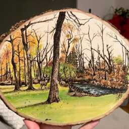 Handburned Custom Pyrography Woodburning Piece On Wood - Color with Paint - thumbnail 3