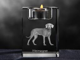 Weimaraner, Crystal Candlestick With Dog, Souvenir, Decoration, Limited Edition, Collection - thumbnail 1