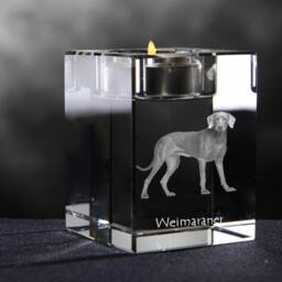 Weimaraner, Crystal Candlestick With Dog, Souvenir, Decoration, Limited Edition, Collection - thumbnail 2
