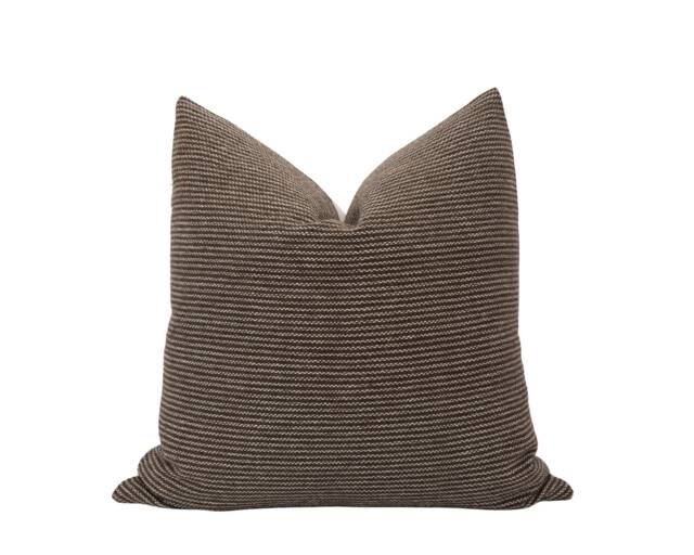 Phoenix -- Woven Brown Pillow Cover Stripe Dark Textured Masculine Modern - image 1
