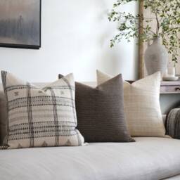 Phoenix -- Woven Brown Pillow Cover Stripe Dark Textured Masculine Modern - thumbnail 3