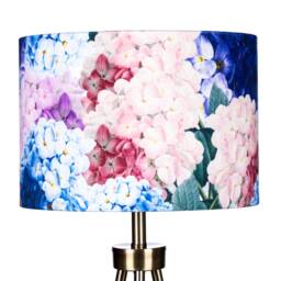 Lampshade Hydrangers Velvet - Drum Lamp Shade 25cm 30cm 35cm 40cm 45cm Table Lamp Shade, Ceiling White Blue Hydranger Flowers - thumbnail 3