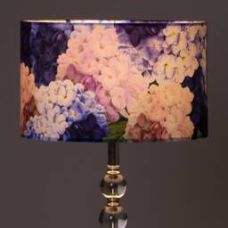 Lampshade Hydrangers Velvet - Drum Lamp Shade 25cm 30cm 35cm 40cm 45cm Table Lamp Shade, Ceiling White Blue Hydranger Flowers - thumbnail 2