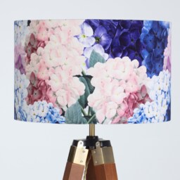 Lampshade Hydrangers Velvet - Drum Lamp Shade 25cm 30cm 35cm 40cm 45cm Table Lamp Shade, Ceiling White Blue Hydranger Flowers
