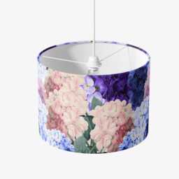 Lampshade Hydrangers Velvet - Drum Lamp Shade 25cm 30cm 35cm 40cm 45cm Table Lamp Shade, Ceiling White Blue Hydranger Flowers - thumbnail 4
