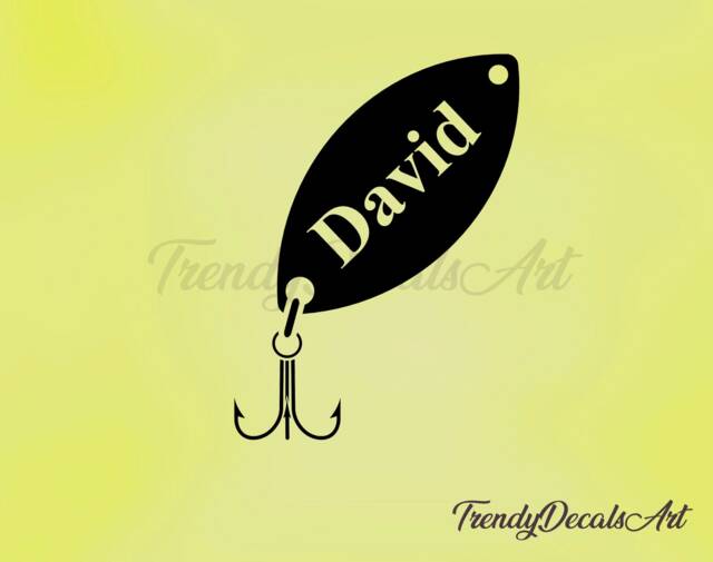 Custom Name Lure Decal, Fishing Sticker, Angler Vinyl Add Your Name, Fish Hook Decal - image 1