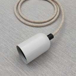 Plug in Pendant Light - White + Black Minimal Modern E27 Lamp Holder Hanging Fabric Cable Wall Cord, Reading, Ambient Mood Lighting - thumbnail 4