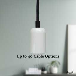 Plug in Pendant Light - White + Black Minimal Modern E27 Lamp Holder Hanging Fabric Cable Wall Cord, Reading, Ambient Mood Lighting - thumbnail 1