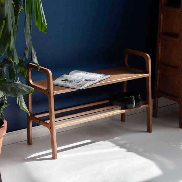 Entryway Bench, Shoe Storage, Handmade Furniture, Storage Wood Mid Century Modern, Walnut Bench - image 1