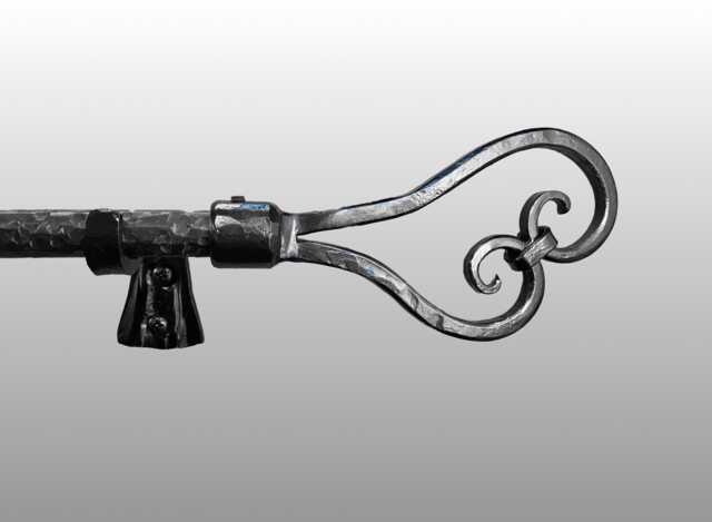 Wrought Iron Curtain Rod With Hammered Scrolls, 3/4 - image 1
