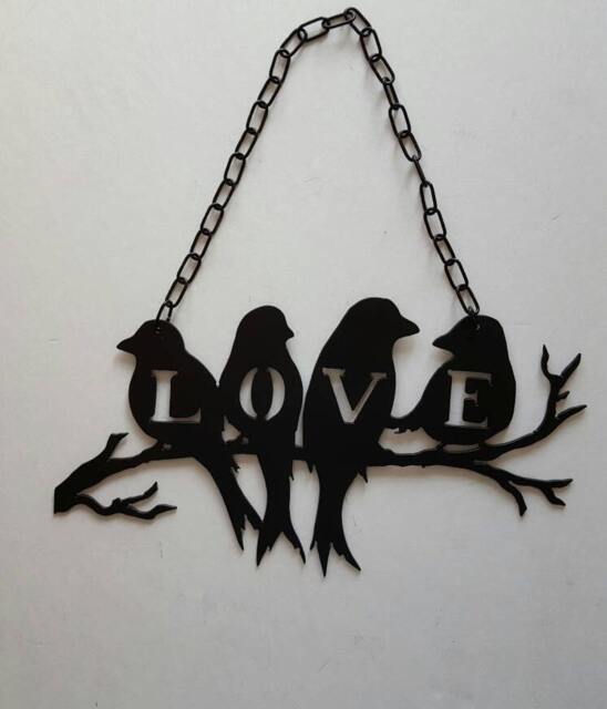 Black Metal Birds. Love Bird Decor. Wall Hanging - image 1