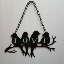 Black Metal Birds. Love Bird Decor. Wall Hanging - thumbnail 3