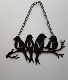 Black Metal Birds. Love Bird Decor. Wall Hanging - thumbnail 1
