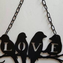 Black Metal Birds. Love Bird Decor. Wall Hanging - thumbnail 2