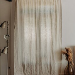 Boho Curtain For Living Room, Ivory Window Curtain, Minimalist Linen Sheer Bedroom, Farmhouse Mothers Day Gift Idea - thumbnail 2