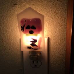 Dog Night Light Kids Room Decor Room Light Nursery Decor Fused Glass Whimisical Cat Night Baby Shower - thumbnail 3